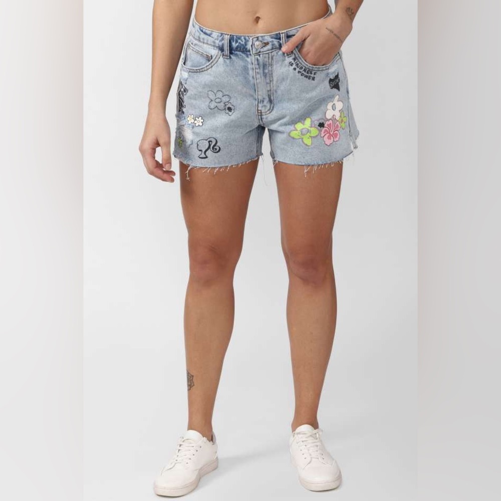 Forever 21 Womens Barbie Pink Distressed Denim Cut-Off  Shorts Tag US Size 28